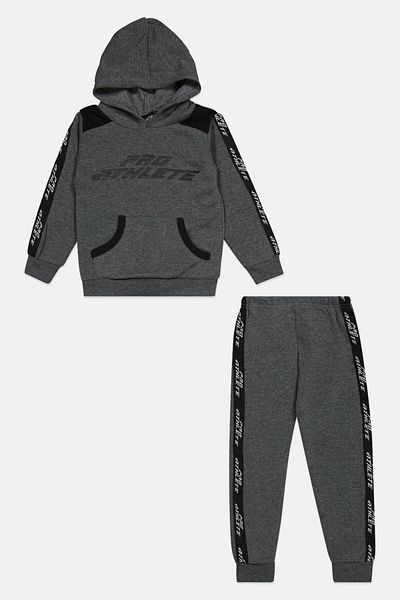 Pro Athlete Toddlers Boy 2 Pieces Brand Logo Top And Bottom Set, Grey