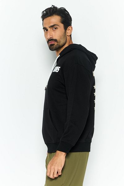 Elvis Men Hooded Brand Logo Long Sleeves Sweatshirt, Black