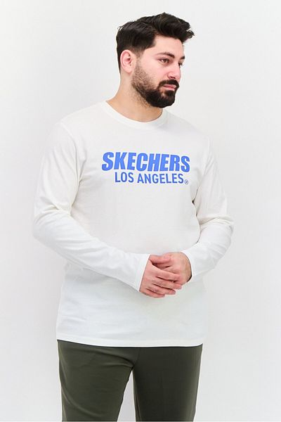SKECHERS Men Sportswear Fit Long Sleeve Training T-Shirts, White