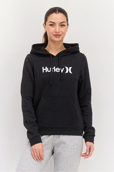 Hurley Women Hooded Long Sleeve Brand Logo Sweatshirt, Dark Grey