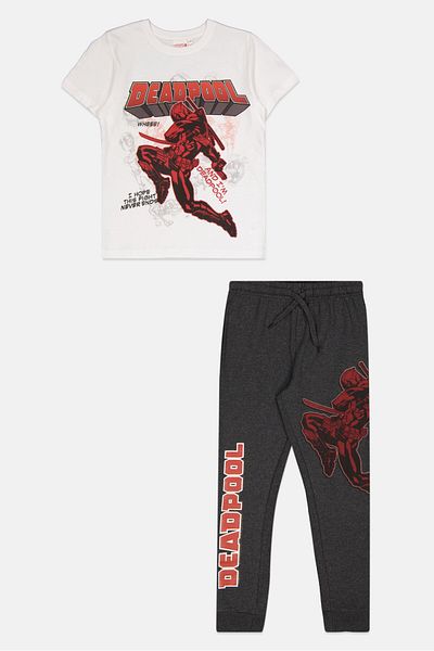 Marvel Kids Boy 2 Pcs Graphic Printed Pajama Set, White