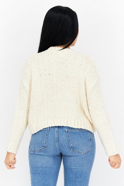 Lyle & Scott Women Mock Neck Crochet Sweater, White