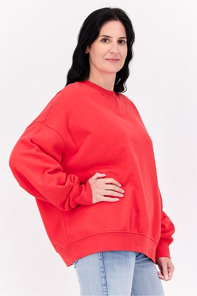 Levi's Women Crew Neck Solid Long Sleeves Sweatshirt, Red