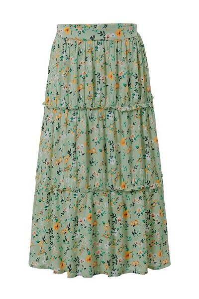 Tchibo Women Floral Print Midi Skirts, Sage Combo