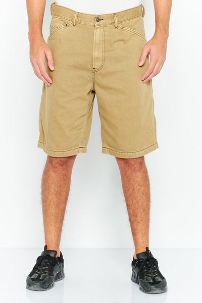 Diesel Men Textured Denim Shorts, Khaki