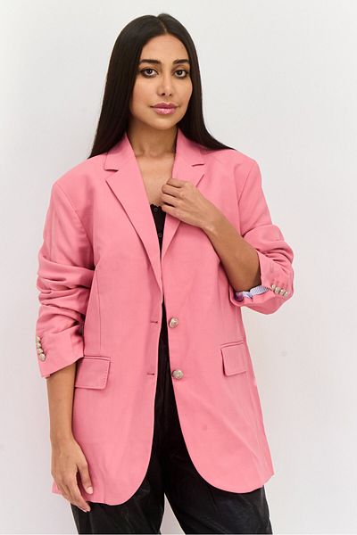 Tommy Icons Women Regular Fit Plain Blazer, Pink