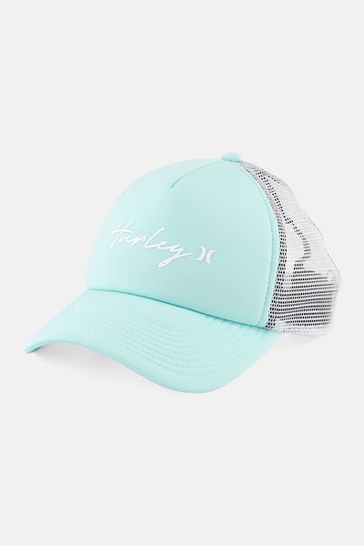 Hurley Women Brand Logo Icon Trucker Hat, Mint Green