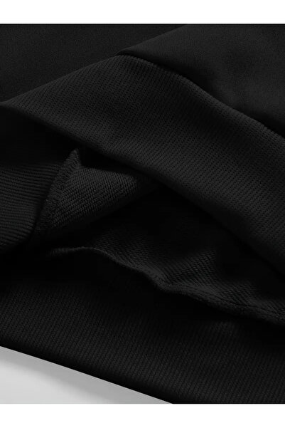 Pink Sky Milan 96 Printed Black Crew Neck Sweatshirt Oversize Unisex Thick Winter