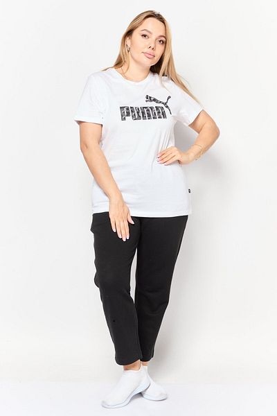 Puma Women Sportswear Fit Short Sleeve Camouflage Logo Training Top, White