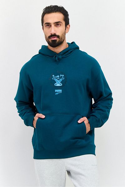 Puma Men Relaxed Fit Long Sleeves Outdoor Sweatshirt, Dark Green