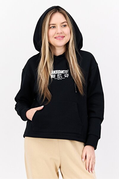 SKECHERS Women Sportswear Fit Long Sleeves Outdoor Sweatshirt, Black