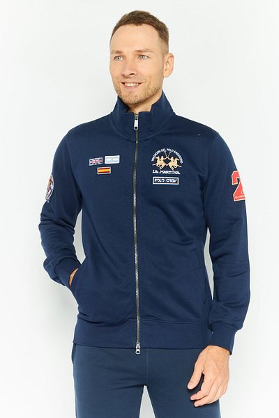 La Martina Men Mock Neck Brand Logo Long Sleeves Sweatshirt, Blue