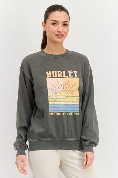 Hurley Women Sportswear Fit Long Sleeve Outdoor Sweatshirt, Grey