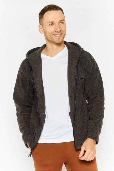 Hurley Men Brand Logo Long Sleeves Full Zip Hoodie, Heather Black