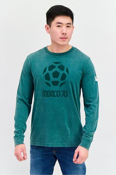 AMERICAN EAGLE Men Crew Neck Long Sleeve Graphic Print T-Shirt, Green