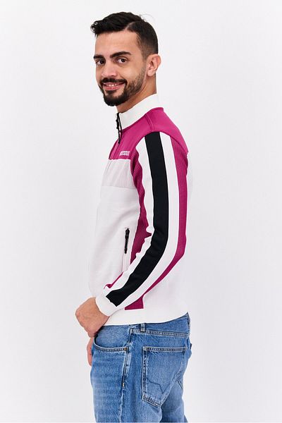 freesoul Men Brand Logo Half Zip Sweatshirt, Purple