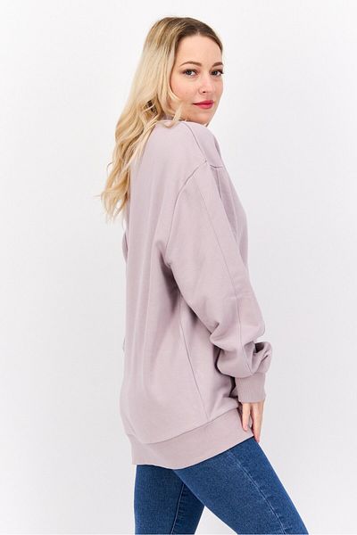 Esprit Women Funnel Neck Textured Long Sleeves Sweatshirt, Mouve