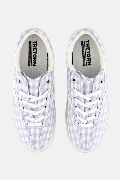 Tretorn Women Lace Up Checkered Print Casual Shoes, Grey