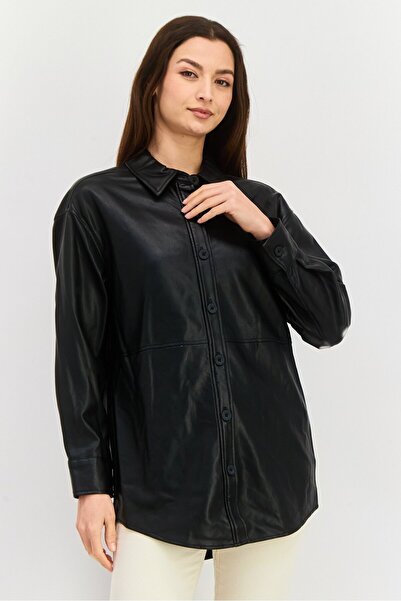 Black Tape Women Solid Motorcycle Jacket, Black