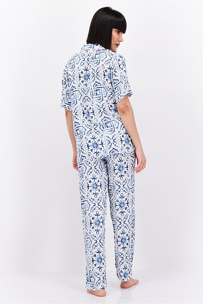 XOXO Women 2 Pc Allover Printed Pajama Set, Blue