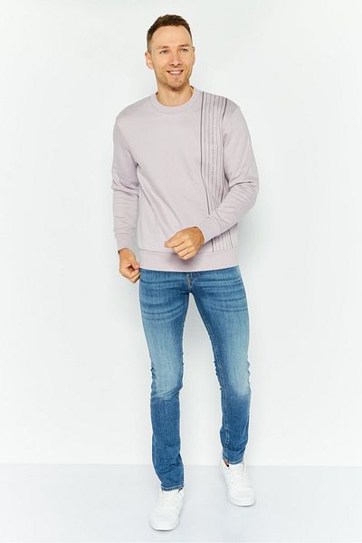 Esprit Men Crew Neck Long Sleeves Graphic Sweatshirt, Lilac