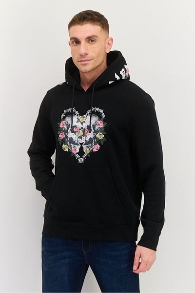 Members Only Men Hooded Embroidered Long Sleeves Sweatshirt, Black