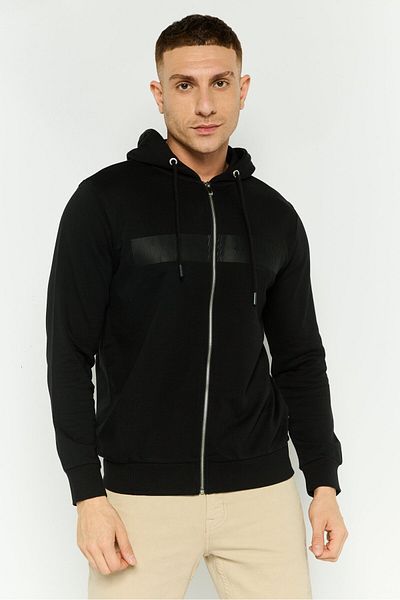 GAZZARRİNİ Men Brand Logo Long Sleeves Hoodie, Black