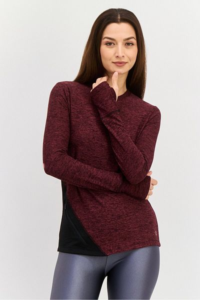 Nine West Women Sportswear Fit Heather Training Top, Maroon