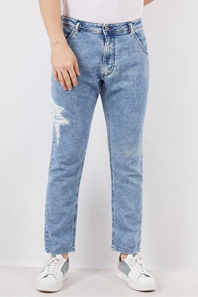 Diesel بنطلون جينز Krooley-T للرجال بقصّة مطاطية وخمسة جيوب، أزرق مغسول