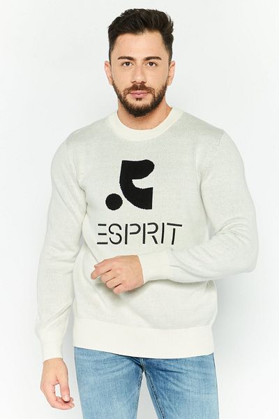 Esprit x Rest and Recreation Men Crew Neck Long Sleeves Knitted Sweater, White