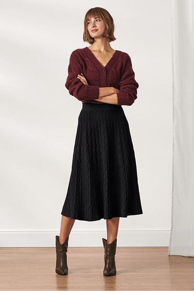 Tchibo Women Knitted Midi Skirts, Black