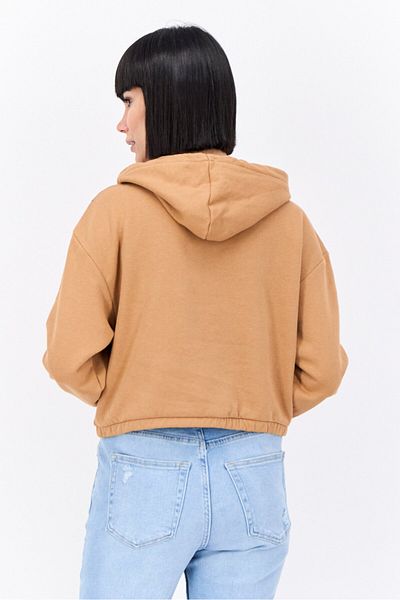 Brave Soul Women Hood With Drawstring Long Sleeve Animal Print Sweatshirts, Camel Brown