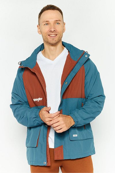 WRANGLER Men Brand Logo Soft Shell Jacket, Brown Combo