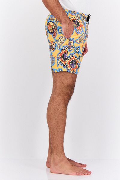 Gotcha Men Allover Print Board Shorts, Yellow Combo