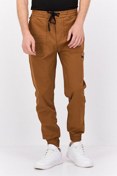 Hurley Men Straight Fit Brand Logo Training Pants, Tan