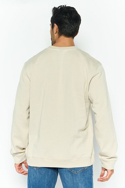 Hurley Men Crew Neck Long Sleeve Brand Logo Sweatshirt, Cream