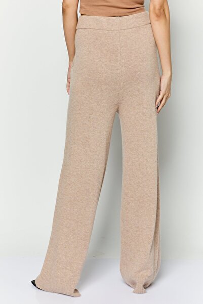 Esprit Women Regular Fit Knitted Straight Leg Pants, Tan