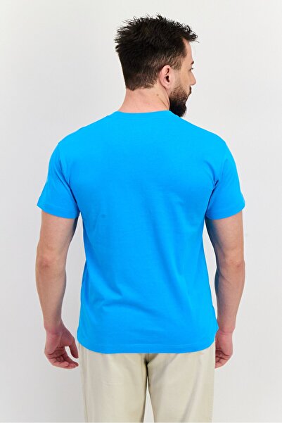 Esprit Men Crew Neck Short Sleeves Brand Logo T-Shirt, Blue