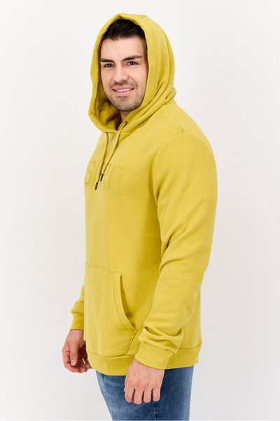 Esprit Men Hood With Drawstring Long Sleeve Brand Logo Sweatshirts, Mustard Yellow