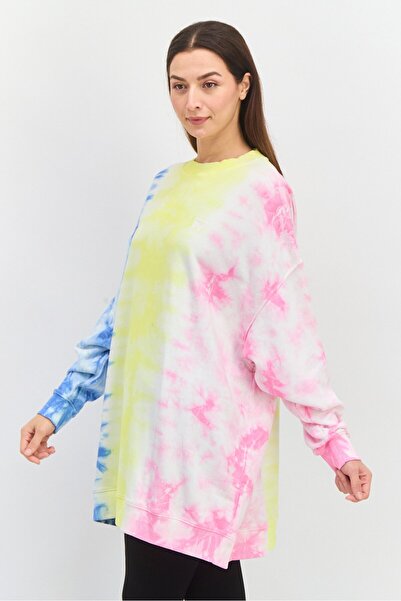 WRANGLER Women Crew Neck Long Sleeve Tie Dye Print Sweatshirt, Yellow Combo