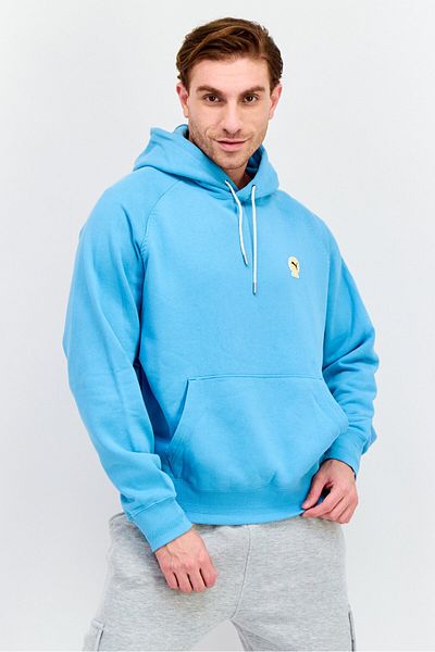 Puma Men Sportwear Fit Graphic Long Sleeves Outdoor Hoodie, Dusty Aqua