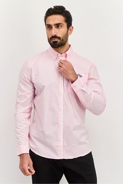 Esprit Men Regular Fit Plain Long Sleeves Casual Shirt, Pink