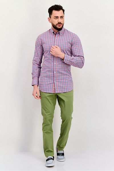 TailorByrd Men Regular Fit Gingham Pattern Long Sleeve Casual Shirt, Red