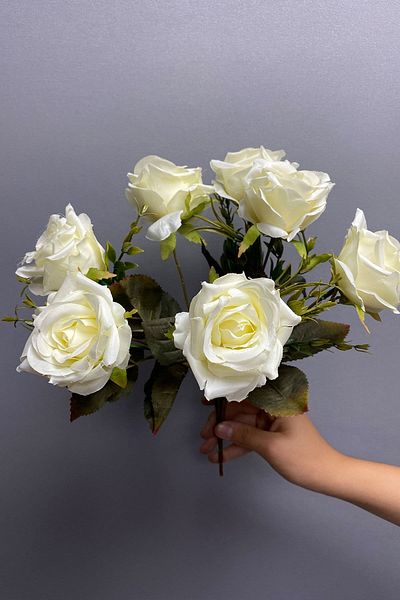 Hayalperest boncuk Λευκό Τεχνητό Λουλούδι Rose Flower 7 Τεμάχια