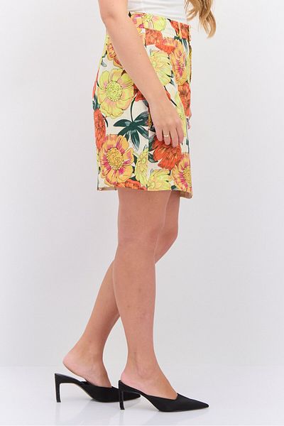 Scotch & Soda Women Floral Print Mini Skirt, Orange Combo