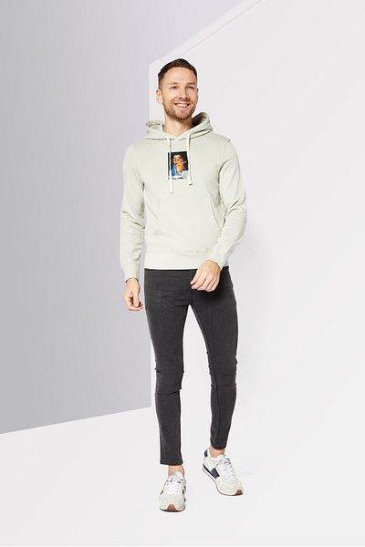 Diesel Men Hooded Long Sleeve Graphics Print Sweatshirt, Grey