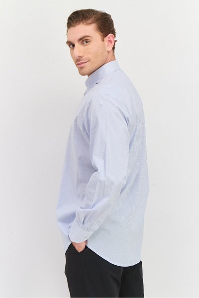 TailorByrd Men Regular Fit Long Sleeve Stripe Casual Shirt, Blue