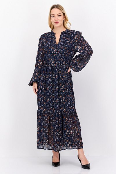 Pepe Jeans Women Floral Print Maxi Dress, Navy Blue