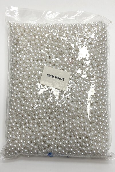 Hayalperest boncuk Λευκές Πλαστικές Πέρλες 6 χιλιοστά