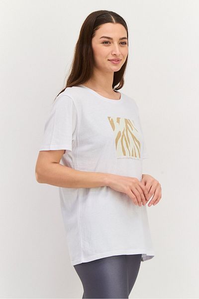 Hurley Women Sportswear Fit Short Sleeve Outdoor Top, White Combo